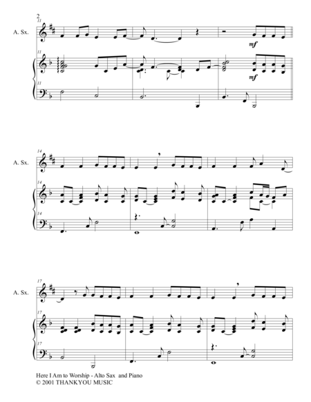 Here I Am To Worship Duet Alto Sax And Piano Score And Parts Page 2