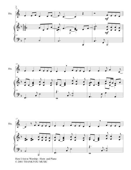 Here I Am To Worship Duet Horn In F And Piano Score And Parts Page 2