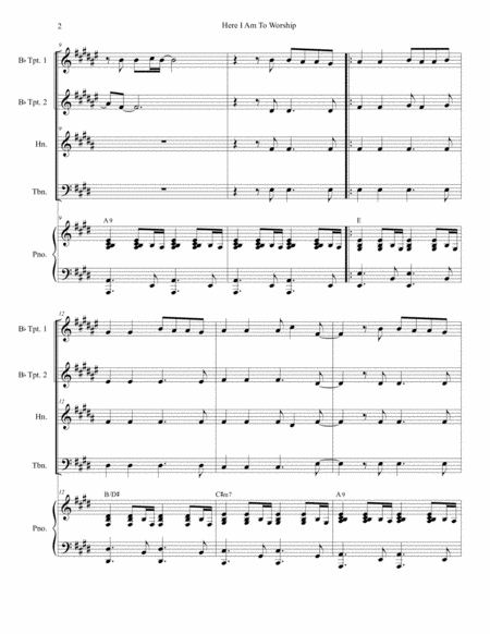 Here I Am To Worship For Brass Quartet Page 2