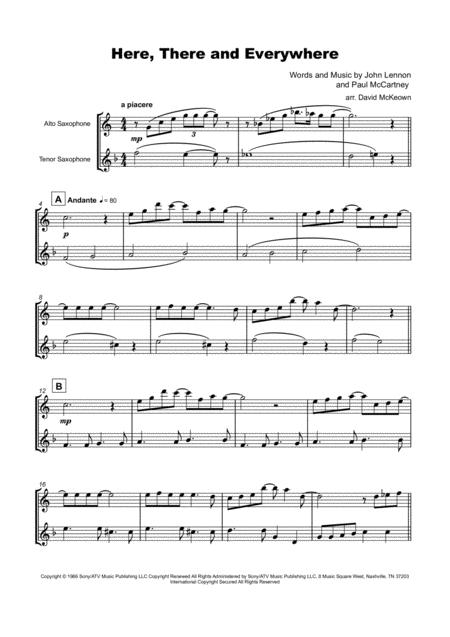 Here There And Everywhere By The Beatles For Alto And Tenor Saxophone Duet Page 2