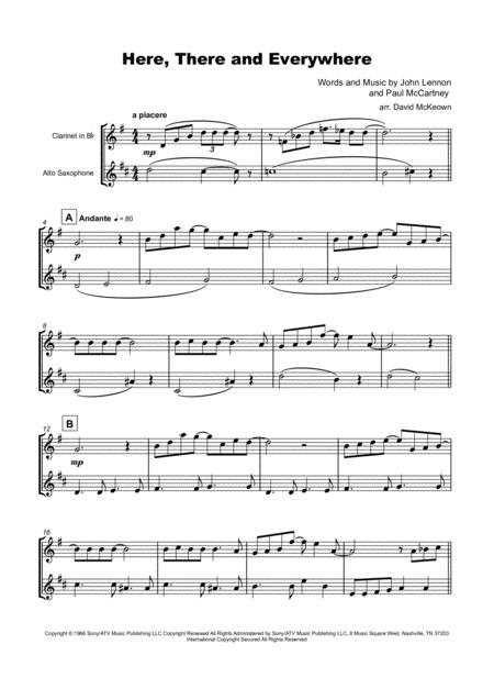 Here There And Everywhere By The Beatles For Clarinet And Alto Saxophone Duet Page 2