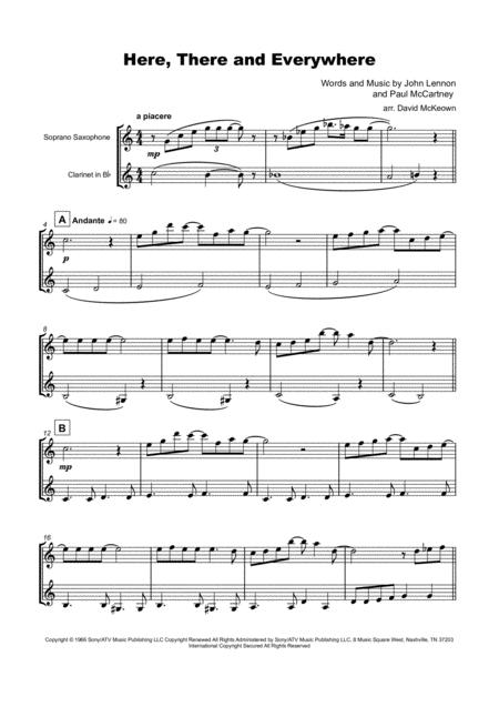 Here There And Everywhere By The Beatles For Soprano Saxophone And Clarinet Duet Page 2
