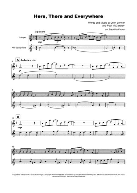 Here There And Everywhere By The Beatles For Trumpet And Alto Saxophone Duet Page 2