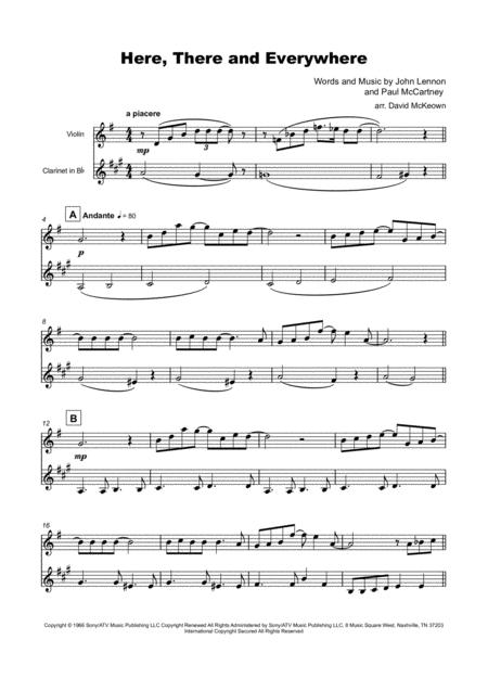 Here There And Everywhere By The Beatles For Violin And Clarinet Duet Page 2