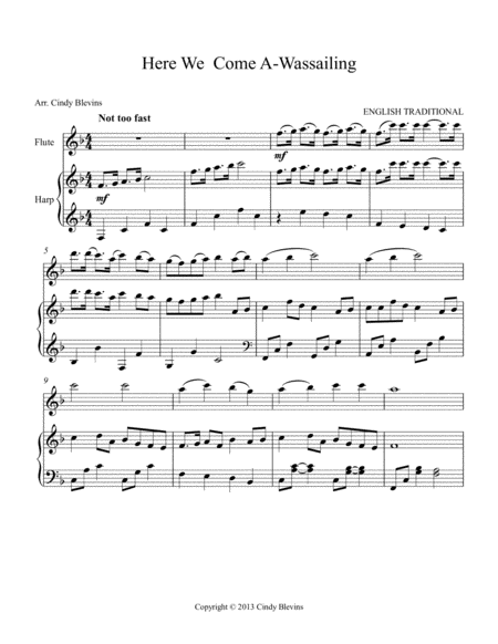 Here We Come A Wassailing Arranged For Harp And Flute Page 2