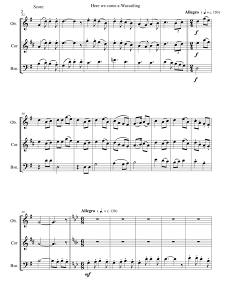 Here We Come A Wassailing For Double Reed Trio Oboe Cor Anglais Bassoon Page 2