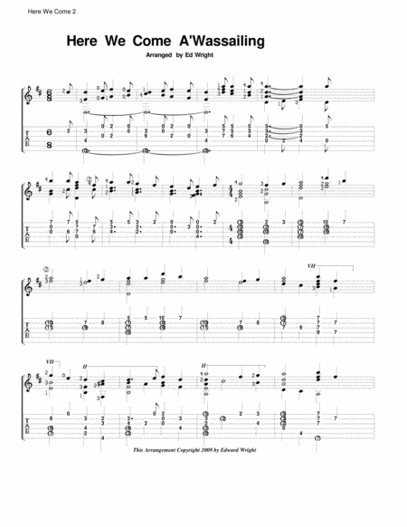 Here We Come A Wassailing For Solo Guitar Page 2