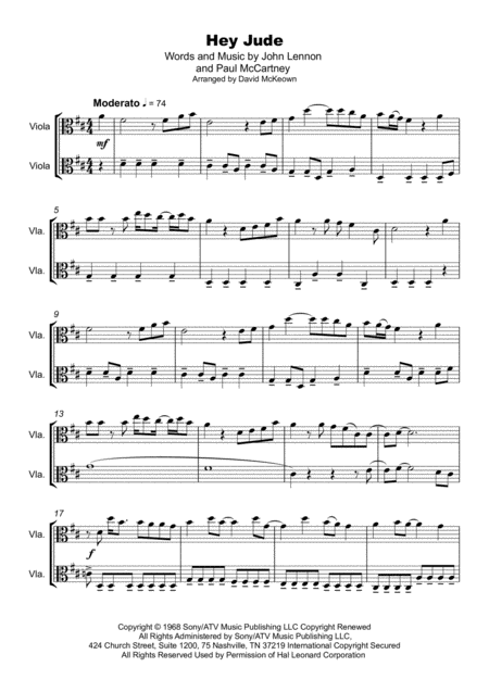 Hey Jude By The Beatles For Viola Duet Page 2