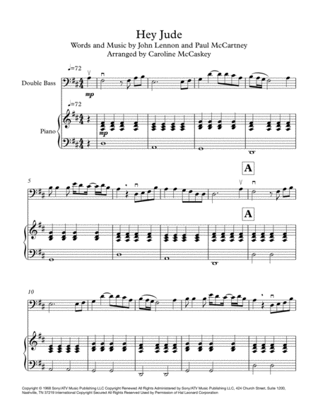 Hey Jude Double Bass Solo Piano Accompaniment Page 2