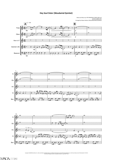 Hey Soul Sister For Woodwind Quintet Page 2