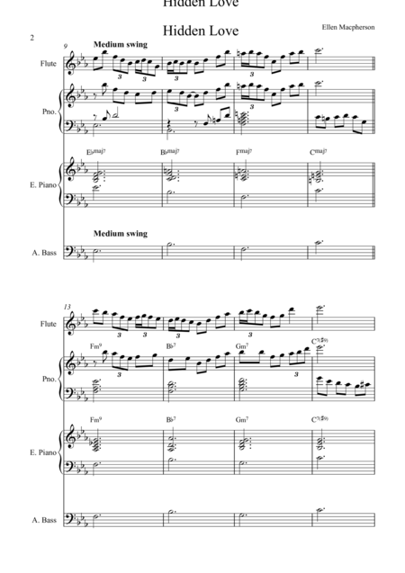 Hidden Love Jazz Waltz For Flute Piano Electric Piano Bass Page 2