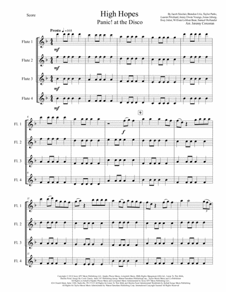 High Hopes By Panic At The Disco For Flute Quartet Page 2