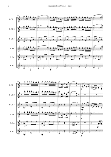 Highlights From Carmen For 3 Clarinets Alto Sax Tenor Sax Bass Clarinet Page 2