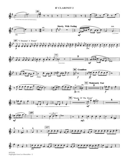 Highlights From Les Misrables Arr Johnnie Vinson Bb Clarinet 2 Page 2