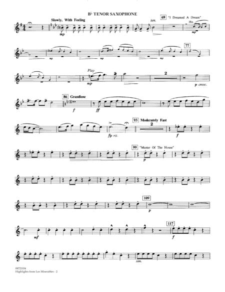 Highlights From Les Misrables Arr Johnnie Vinson Bb Tenor Sax Page 2