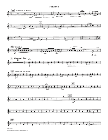 Highlights From Les Misrables Arr Johnnie Vinson F Horn 1 Page 2