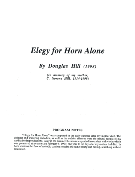 Hill Douglas Elegy For Horn Alone Page 2