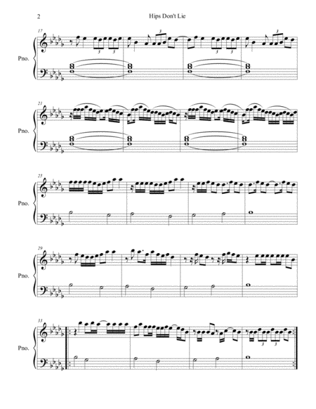 Hips Dont Lie Easy Piano Page 2