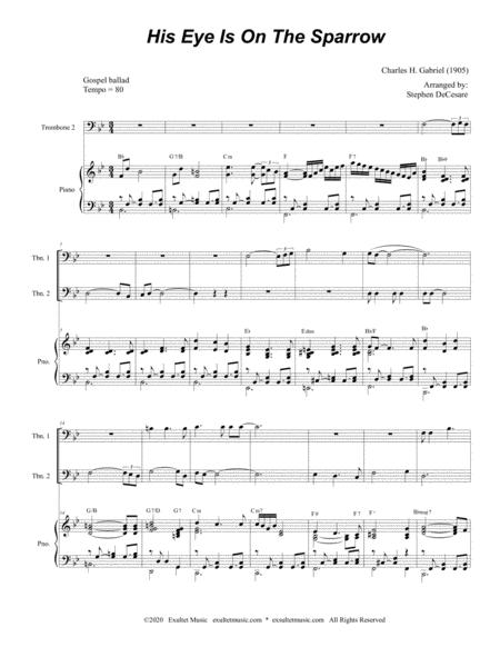 His Eye Is On The Sparrow Trombone Duet Page 2