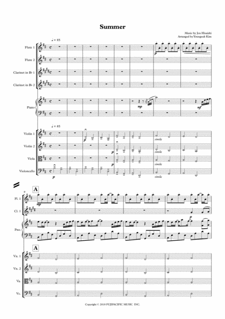 Hisaishi Joe Summer For Chamber Orchestra Score Page 2