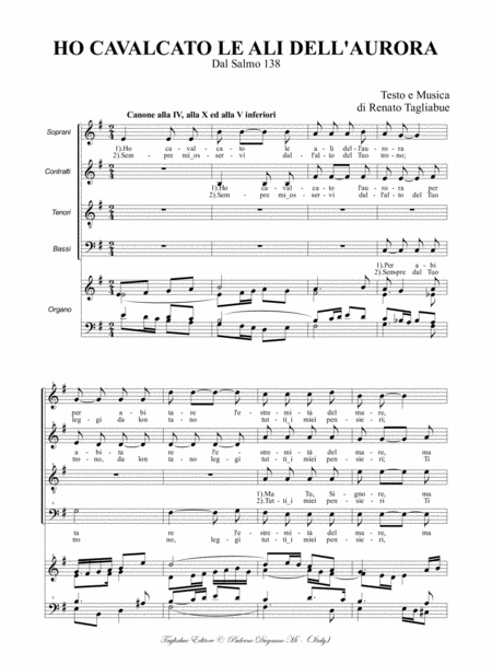 Ho Cavalcato Le Ali Dell Aurora For Satb Choir And Organ Page 2