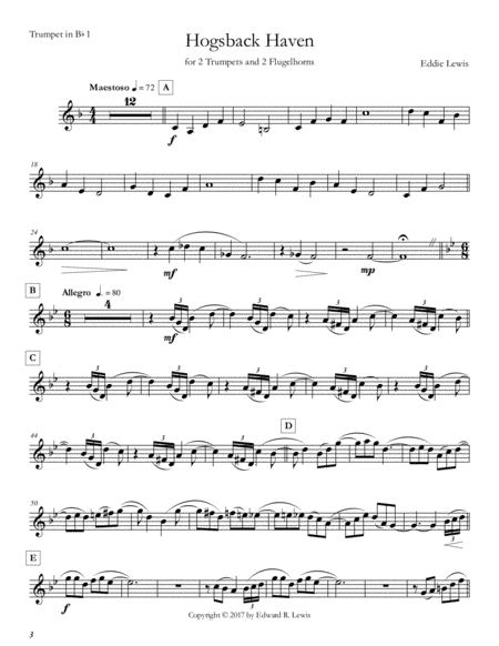 Hogsback Haven For Trumpet Quartet By Eddie Lewis Page 2