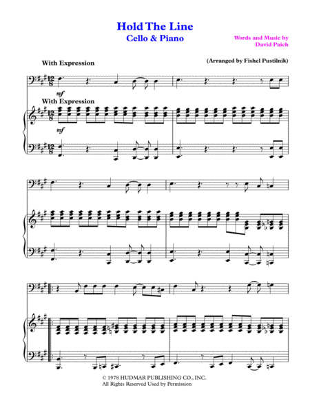 Hold The Line By Toto For Cello And Piano Video Page 2