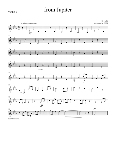 Holst From Jupiter For String Quartet Ch201 Page 2
