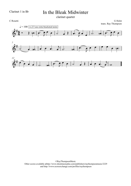 Holst In The Bleak Midwinter Clarinet Quartet Page 2