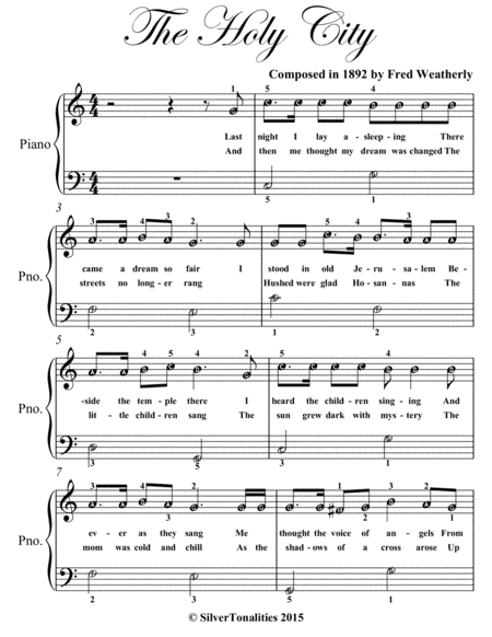 Holy City Easiest Piano Sheet Music Page 2