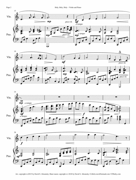 Holy Holy Holy Arr For Violin And Piano Page 2
