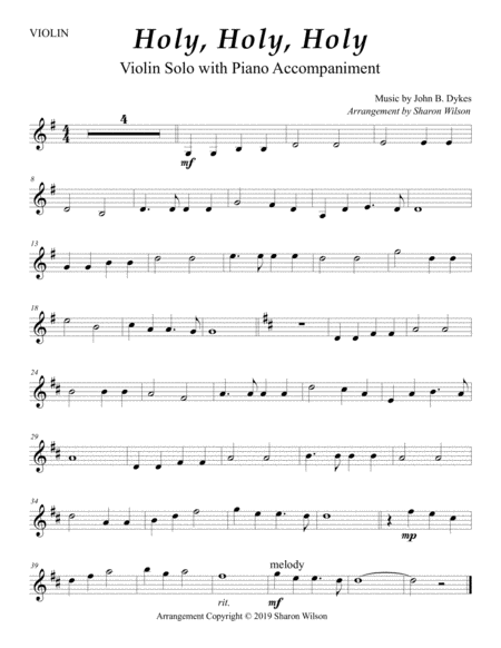 Holy Holy Holy Easy Violin Solo With Piano Accompaniment Page 2