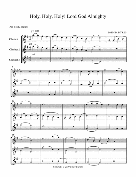 Holy Holy Holy For Clarinet Trio Page 2