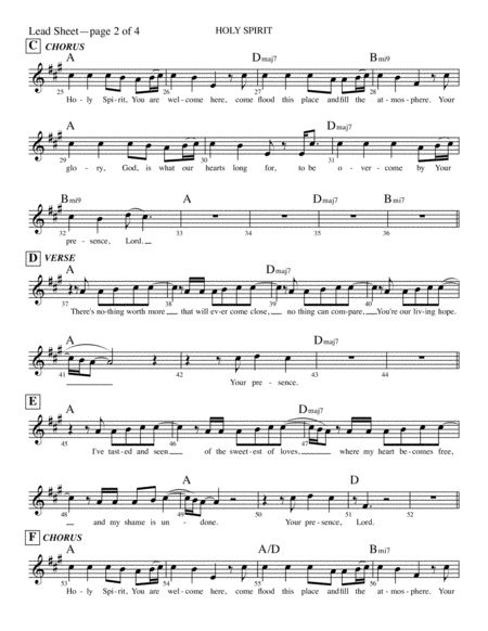 Holy Spirit Lead Sheet Page 2