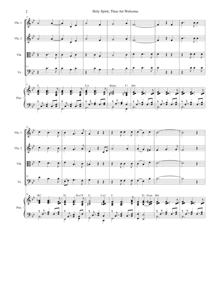 Holy Spirit Thou Art Welcome For String Quartet And Piano Page 2