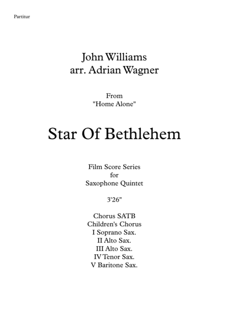 Home Alone Star Of Bethlehem John Williams Saxophone Quintet Optional With Choir Arr Adrian Wagner Page 2