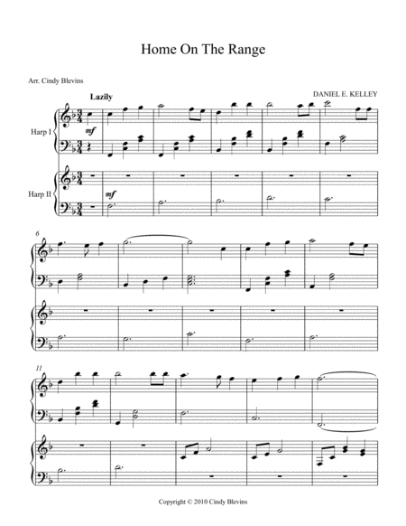 Home On The Range Arranged For Harp Duet Page 2