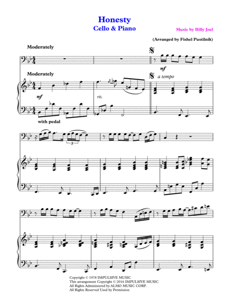 Honesty For Cello And Piano Video Page 2