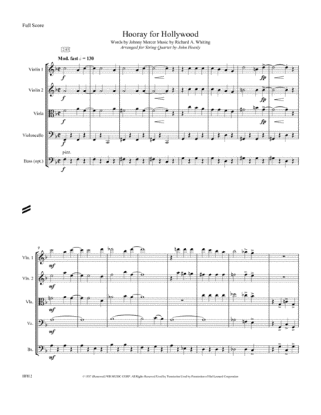Hooray For Hollywood String Quartet Opt Bass Page 2