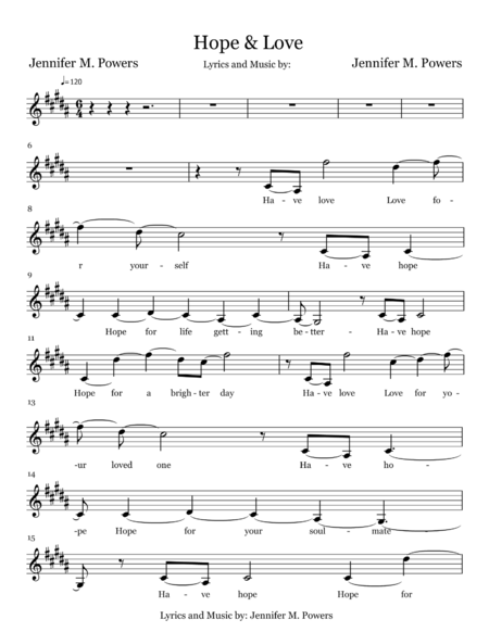 Hope Love Sheet Music With Lyrics Page 2