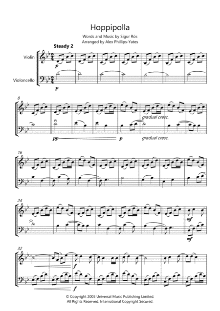 Hoppipolla By Sigur Rs String Duo Violin And Cello Page 2