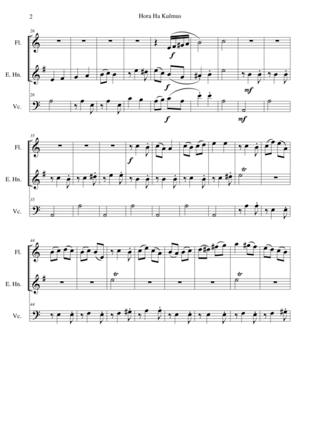 Hora Ha Kulmus Dance Of The Quill For Flute Cor Anglais And Cello Page 2