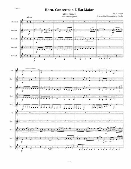 Horn Concerto In E Flat Major K 447 Movement I For Horn Solo Horn Quartet Page 2