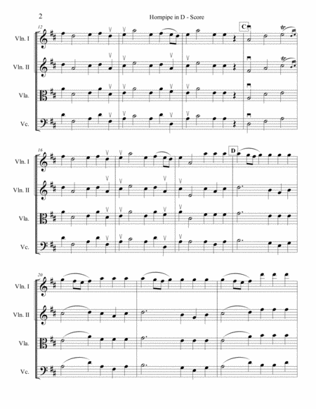 Hornpipe In D From Water Music For String Quartet Page 2