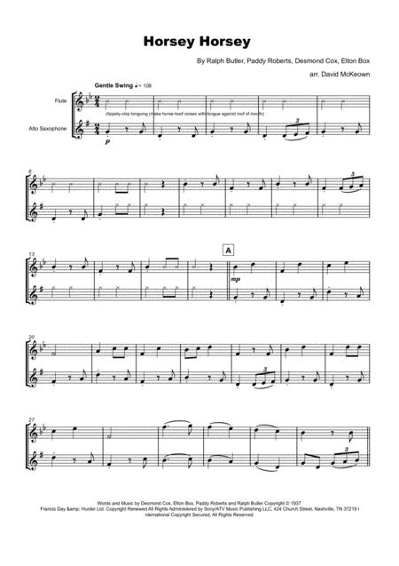 Horsey Horsey Nursery Rhyme For Flute And Alto Saxophone Duet Page 2