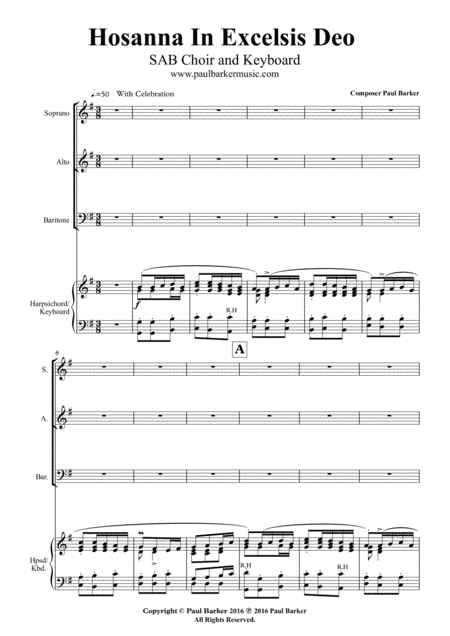 Hosanna In Excelsis Sab Choir Keyboard Page 2