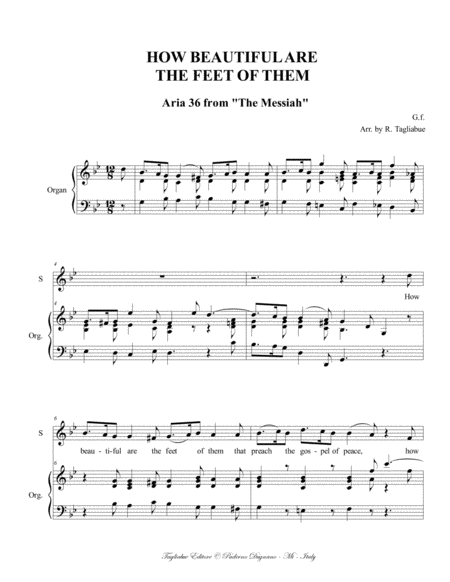 How Beautiful Are The Feet Of Them Aria From The Messiah For Soprano And Organ Page 2