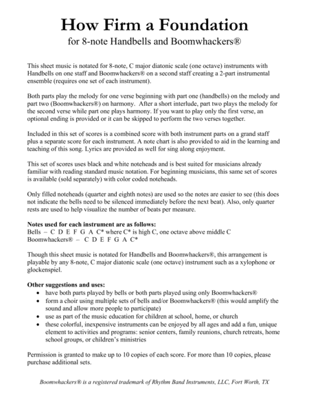 How Firm A Foundation For 8 Note Bells And Boomwhackers With Black And White Notes Page 2