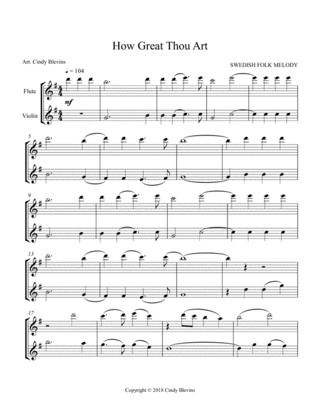 How Great Thou Art Arranged For Flute And Violin Page 2