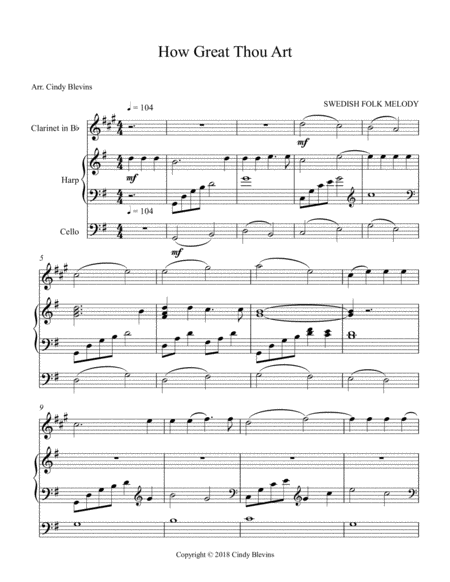 How Great Thou Art Arranged For Harp Clarinet And Optional Cello Page 2